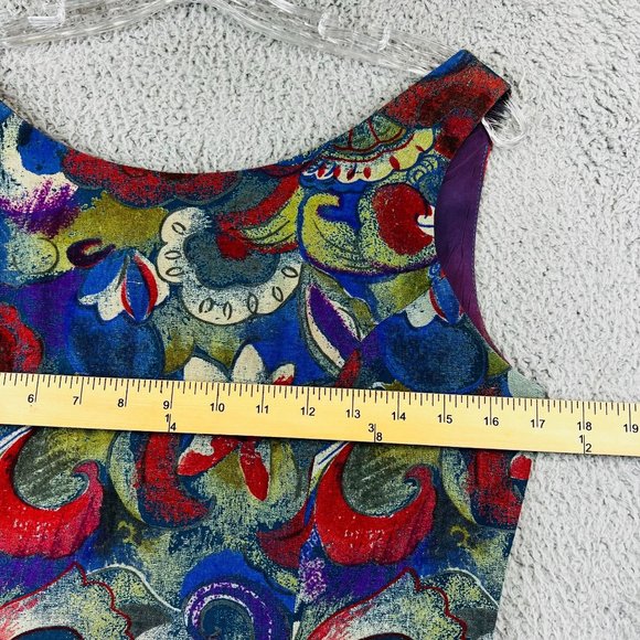 Vintage George Georgiou Colorful Abstract Print 100% Silk Dress Small - Picture 6 of 9